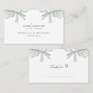 Forest Green Simple Hand Drawn Botanical Place Card