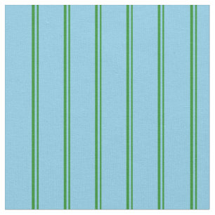 Forest Green & Sky Blue Coloured Stripes Pattern Fabric