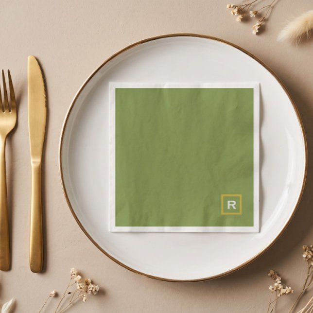 Forest Green Solid Colour Classic Plain Initial Napkin (Creator Uploaded)