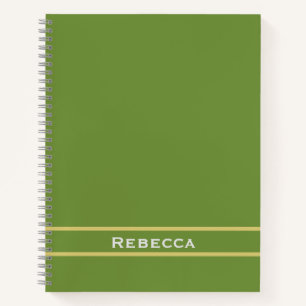 Forest Green Solid Colour Plain Monogram Notebook