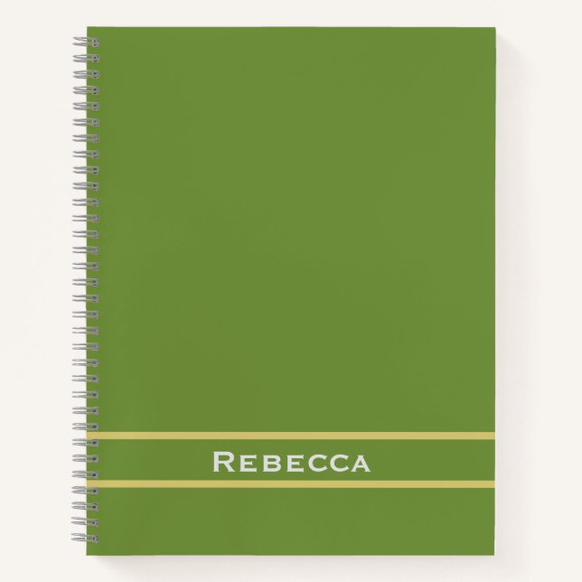 Forest Green Solid Colour Plain Monogram  Notebook (Front)