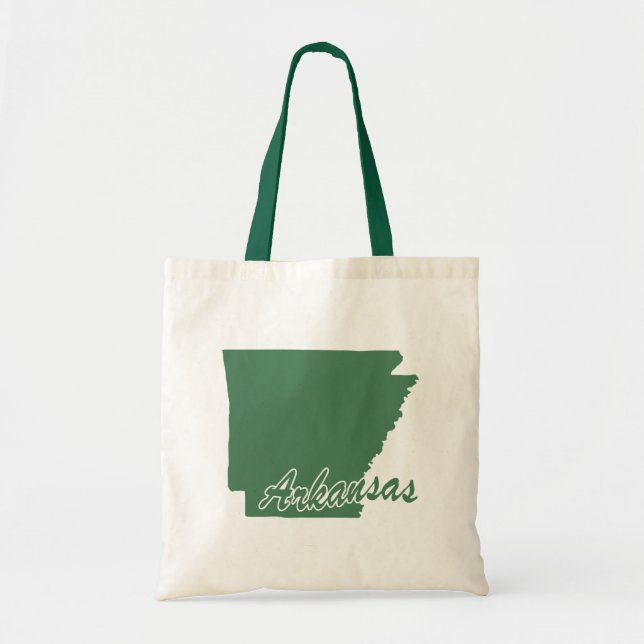 Forest Green State Of Arkansas Shape Tote Bag (Front)