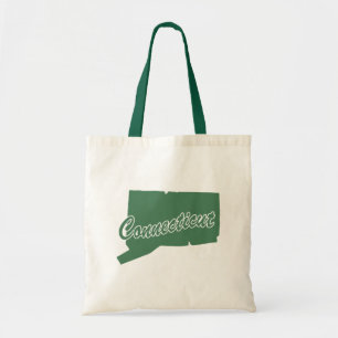 Forest Green State Of Connecticut Shape Tote Bag