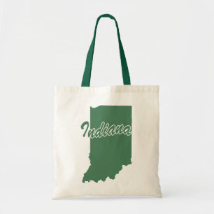 Forest Green State Of Indiana Shape Tote Bag