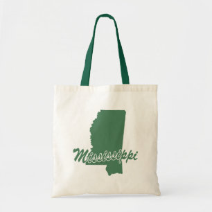 Forest Green State Of Mississippi Shape Tote Bag