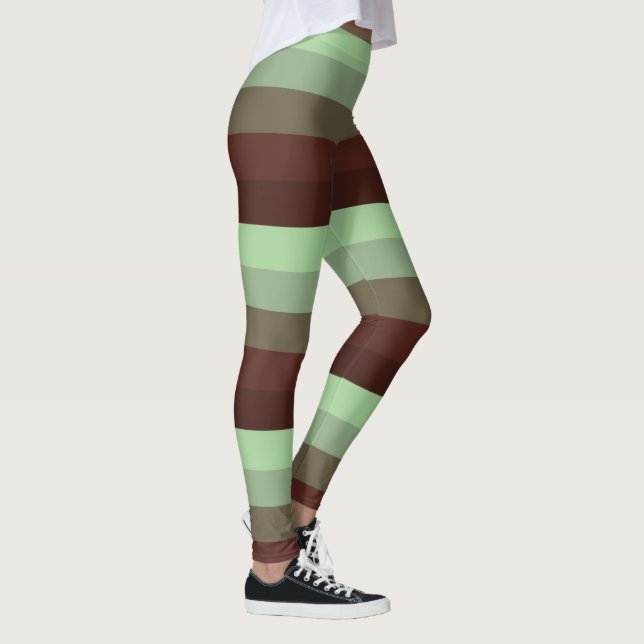Forest green stripe pattern Leggings (Right)