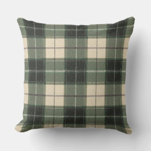 Forest Green Tartan Snowflake Throw Pillow   Cozy