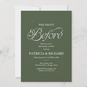 Forest Green The Night Before Rehearsal Dinner Invitation