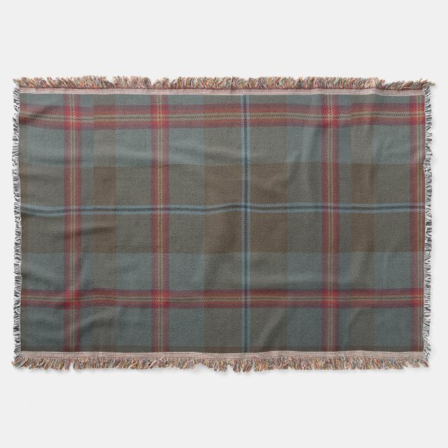 Forest Green Traditional Tartan Throw Blanket (Front)