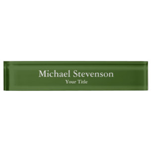 Forest Green Unique Elegant Modern Minimalist Nameplate