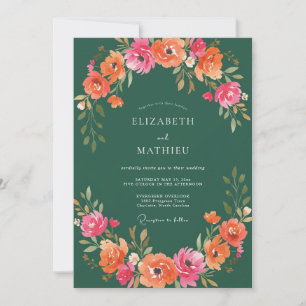 Forest Green Vivid Spring Wedding Invitation