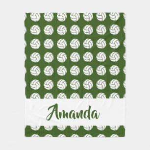 Forest Green Volleyball Wood Floor Patterned Fleece Blanket