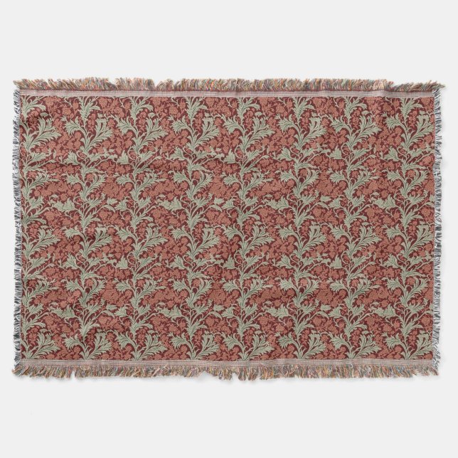 Forest Green & Warm Terracotta  Throw Blanket (Front)