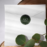 Forest Green |  Wedding Classic Monogram Round Sticker<br><div class="desc">Designed to match our Cream and Ivory Organic Wedding  collection,  round stickers feature your initials or monogram and wedding date on a white font on a sage colour.</div>