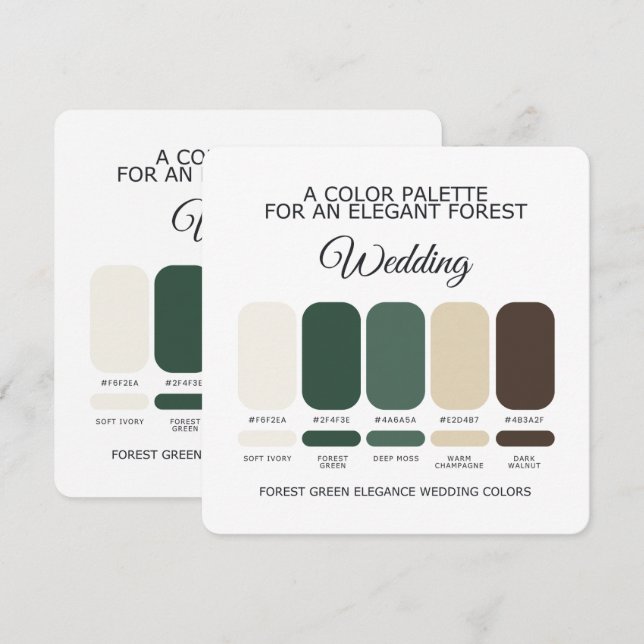 Forest Green Wedding Colour Palette Card (Front/Back)