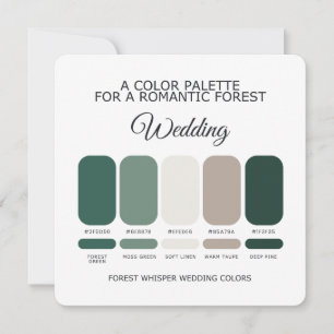 Forest Green Wedding Colour Palette Card