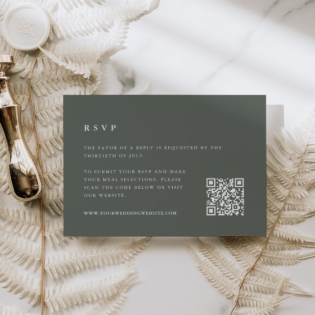 Forest Green Wedding QR Code RSVP Card (Creator Uploaded)