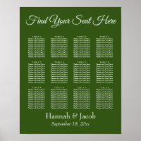 Forest Green Wedding Reception Seating Chart
