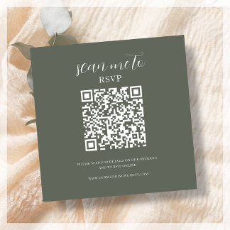 Forest Green | Wedding RSVP QR Code Enclosure Card