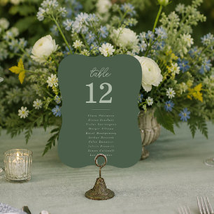 Forest Green Wedding Table Number Seating Cards