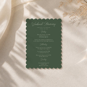 Forest Green Wedding Weekend Itinerary Card
