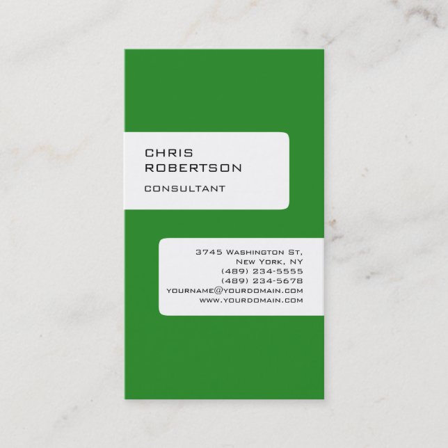 Forest Green White Attractive Charm Business Card (Front)