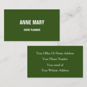 Forest Green White Classy Wedding Custom Colours Business Card