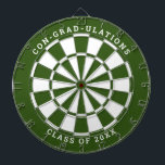Forest Green & White Graduation | Custom Text Dartboard<br><div class="desc">Change the background colour to the school colour and personalise the text as needed. Congratulate the grad in your life with your desired messages such as "CON-GRAD-ULATIONS CLASS OF 20XX". This dartboard would be great to double as an activity to have at the graduation party as well as a graduation...</div>
