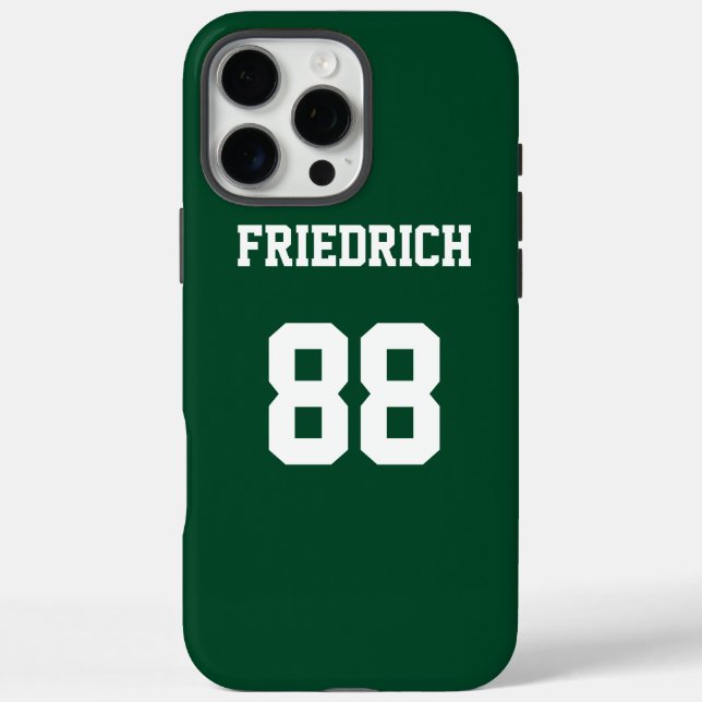 Forest Green White Jersey Name Number Case-Mate iPhone Case (Back)