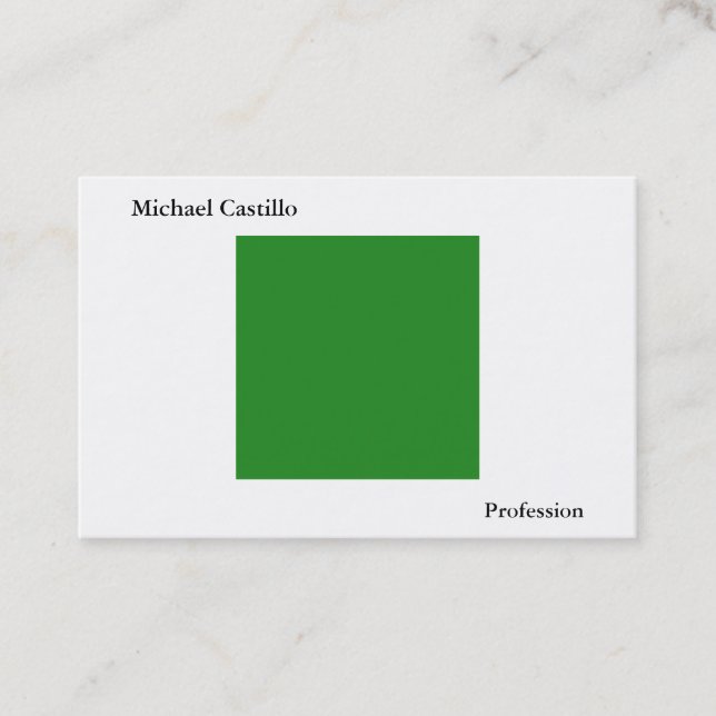 Forest Green White Minimalist Modern Plain Simple Business Card (Front)