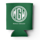 Forest Green, White Preppy Circle Monogram