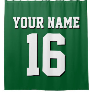 Forest Green White Sports Jersey Team Jersey Shower Curtain