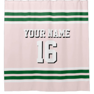 Forest Green White Stripes Sports Jersey Shower Curtain