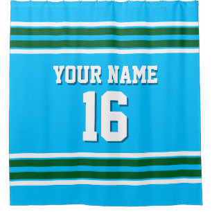 Forest Green White Stripes Sports Jersey Shower Curtain