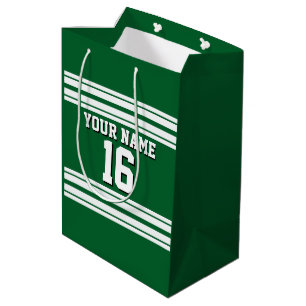 Forest Green White Team Jersey Custom Number Name Medium Gift Bag