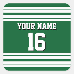 Forest Green White Team Jersey Custom Number Name Square Sticker