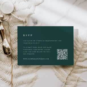 Forest Green Winter Wedding QR Code RSVP Card