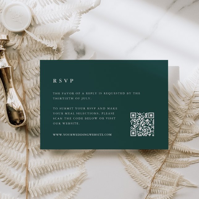 Forest Green Winter Wedding QR Code RSVP Card (Creator Uploaded)