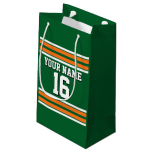 Forest Green with Orange White Stripes Team Jersey Small Gift Bag