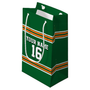Forest Green with Orange White Stripes Team Jersey Small Gift Bag