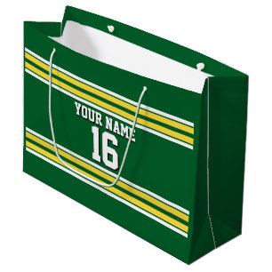Forest Green with Yellow White Stripes Team Jersey Large Gift Bag