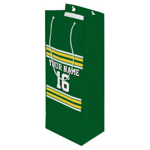 Forest Green with Yellow White Stripes Team Jersey Wine Gift Bag