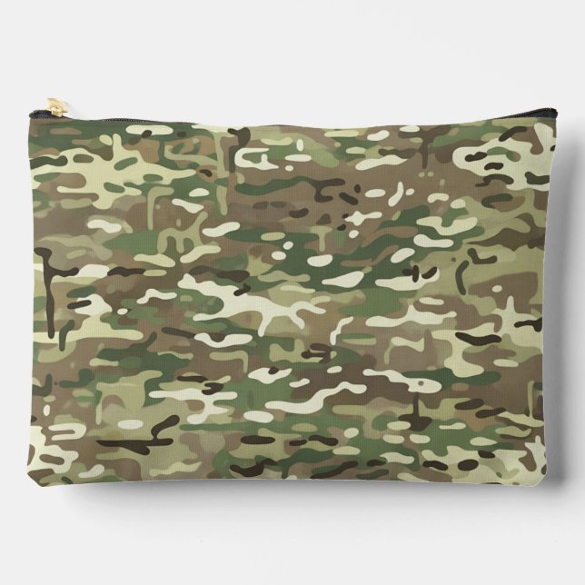 Forest Green Woodland Camouflage Pattern Accessory Pouch (Front)