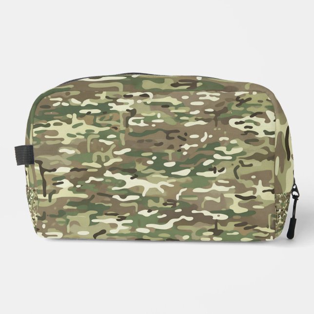 Forest Green Woodland Camouflage Pattern Dopp Kit (Front)