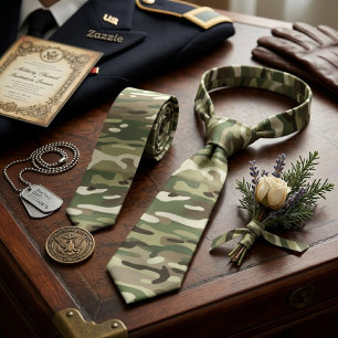 Forest Green Woodland Camouflage Pattern Tie