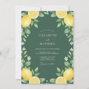 Forest Green Zesty Mediterranean Wedding Invitation