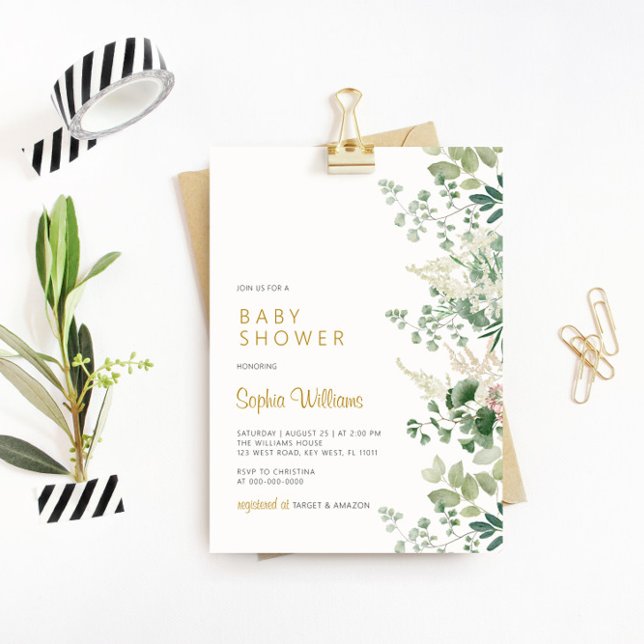 Forest Greenery Baby Shower Invitation (Creator Uploaded)