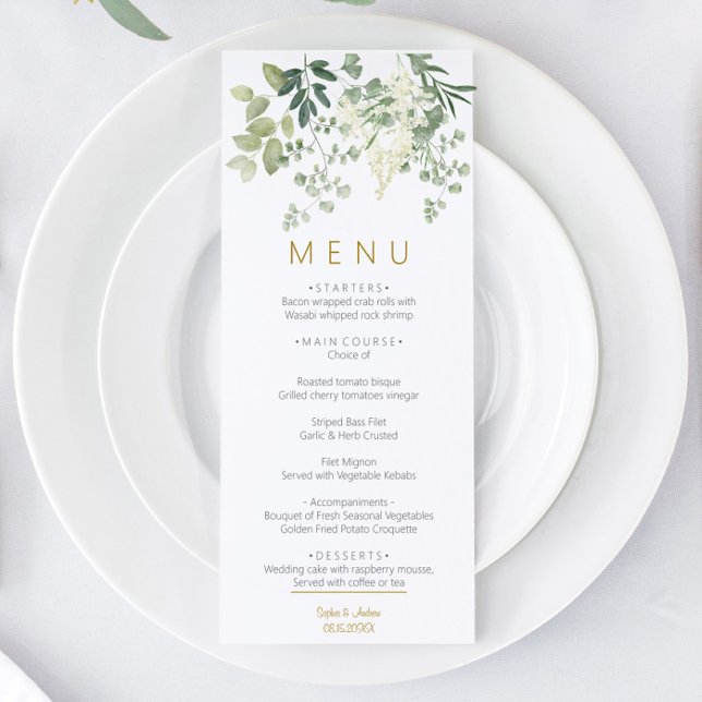 Forest Greenery Leaves Wedding Menu (Creator Uploaded)