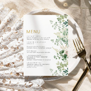 Forest Greenery Leves Floral Wedding Menu