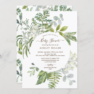 Forest Greenery Neutral Baby Shower Invitation